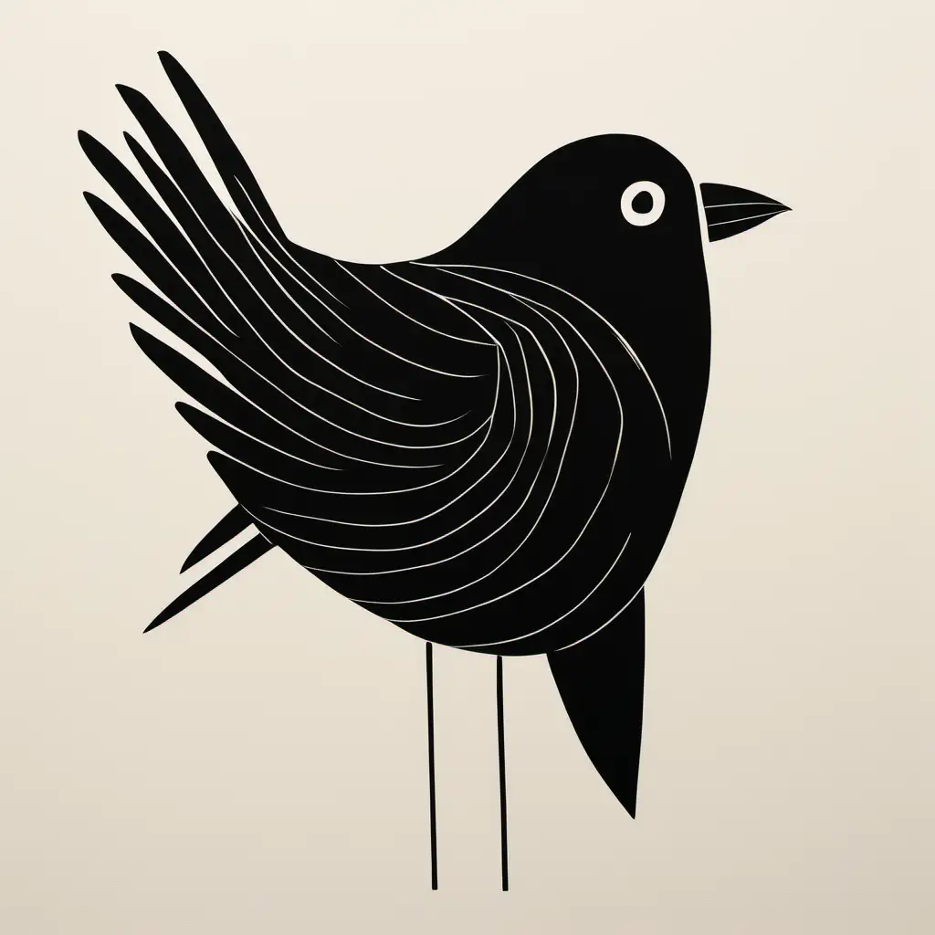 Minimalistic HandDrawn Black Bird Sketch Abstract PicassoInspired Artwork