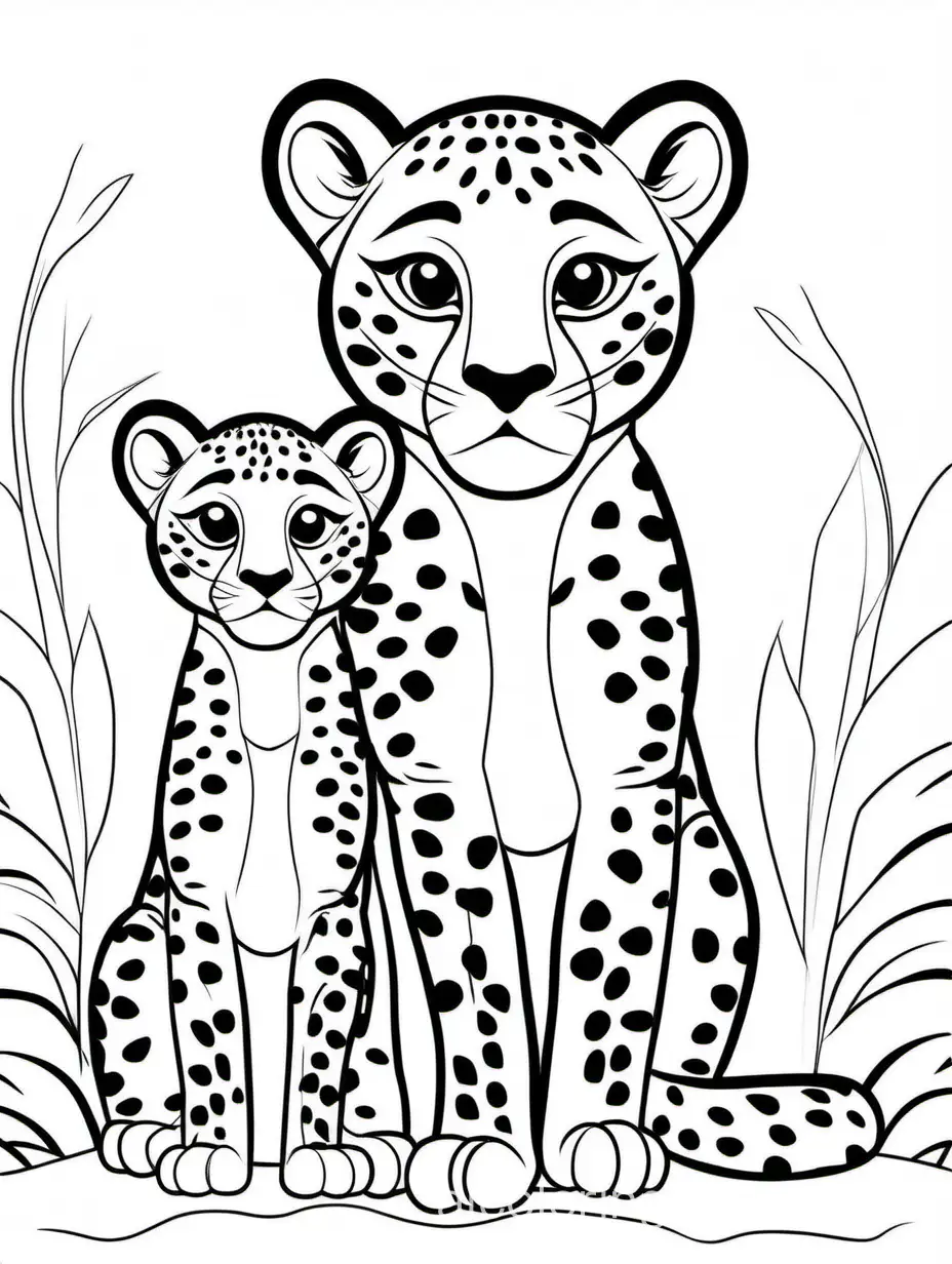 Adorable-Cheetah-Cub-and-Son-Coloring-Page-for-Kids