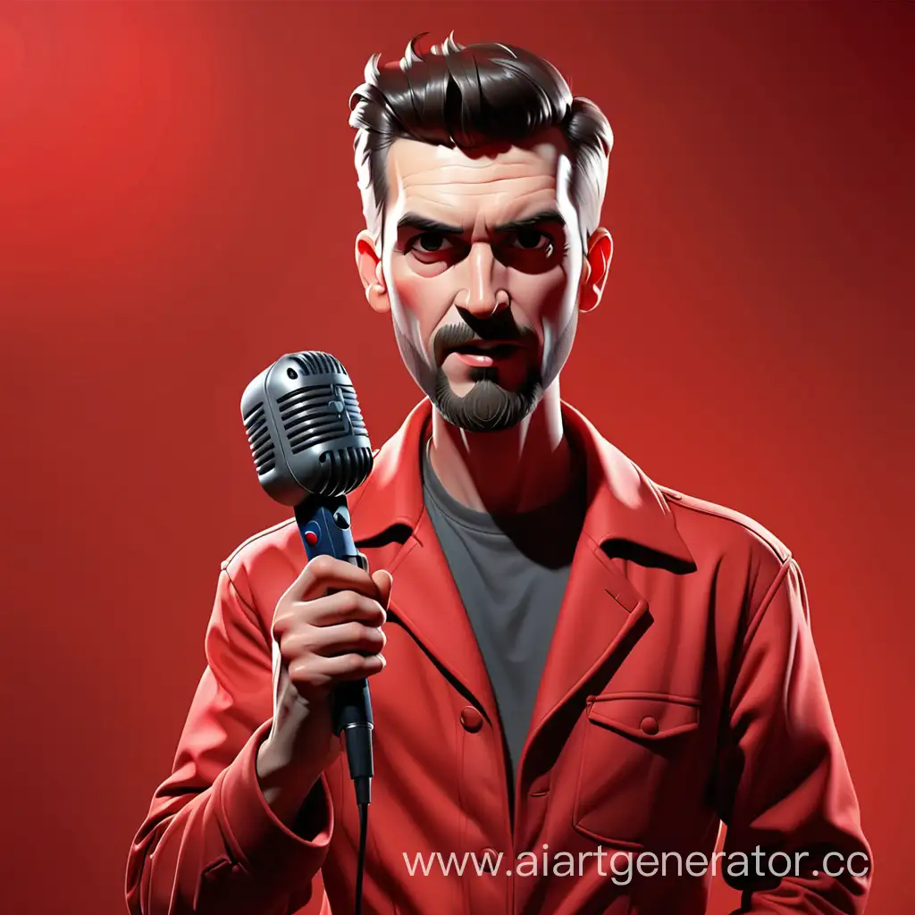 Artist-Performing-with-Microphone-on-Red-Background