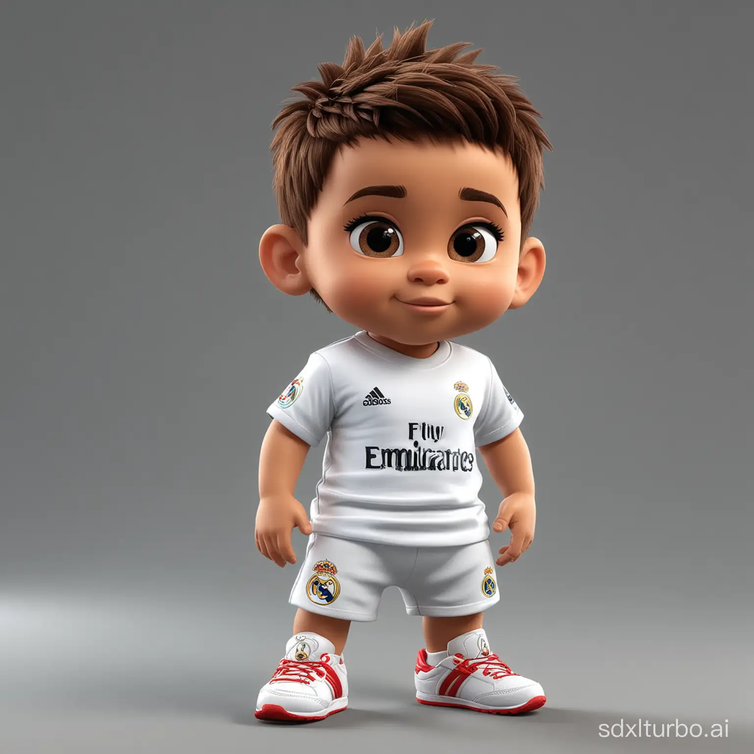 Indonesian-Baby-Boy-Mascot-in-Real-Madrid-TShirt-and-Shoes