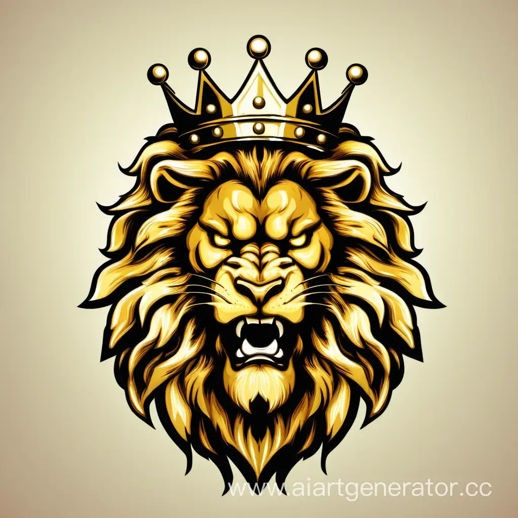 злой золотой лев с короной


