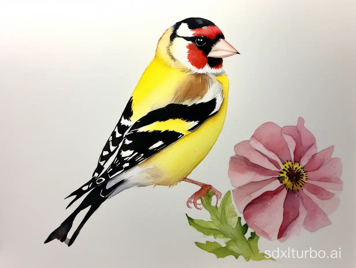 Vibrant-Watercolor-Painting-of-a-Majestic-Goldfinch