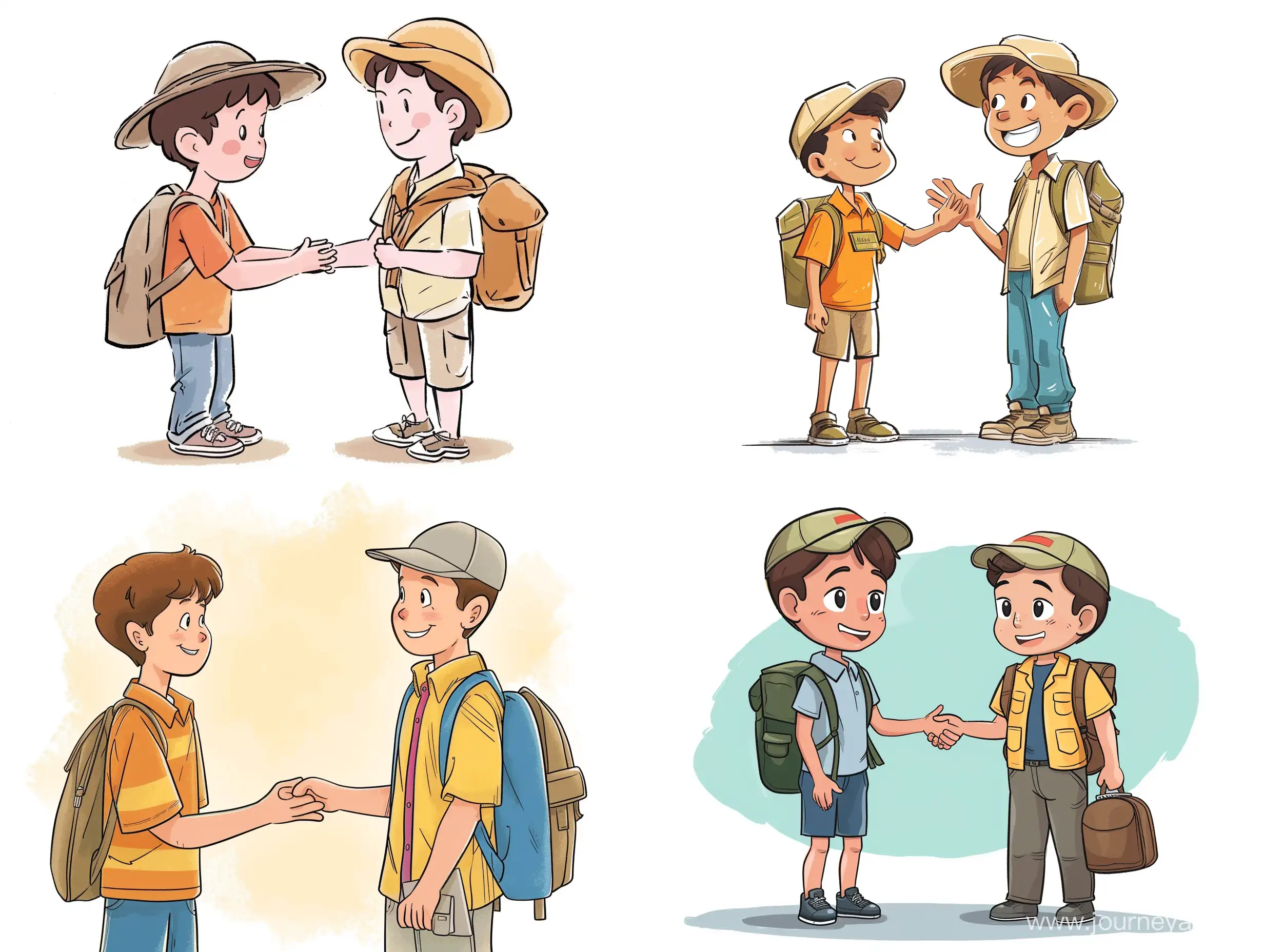 Cheerful-Boy-Welcoming-Tour-Guide-in-Playful-Cartoon-Sketch