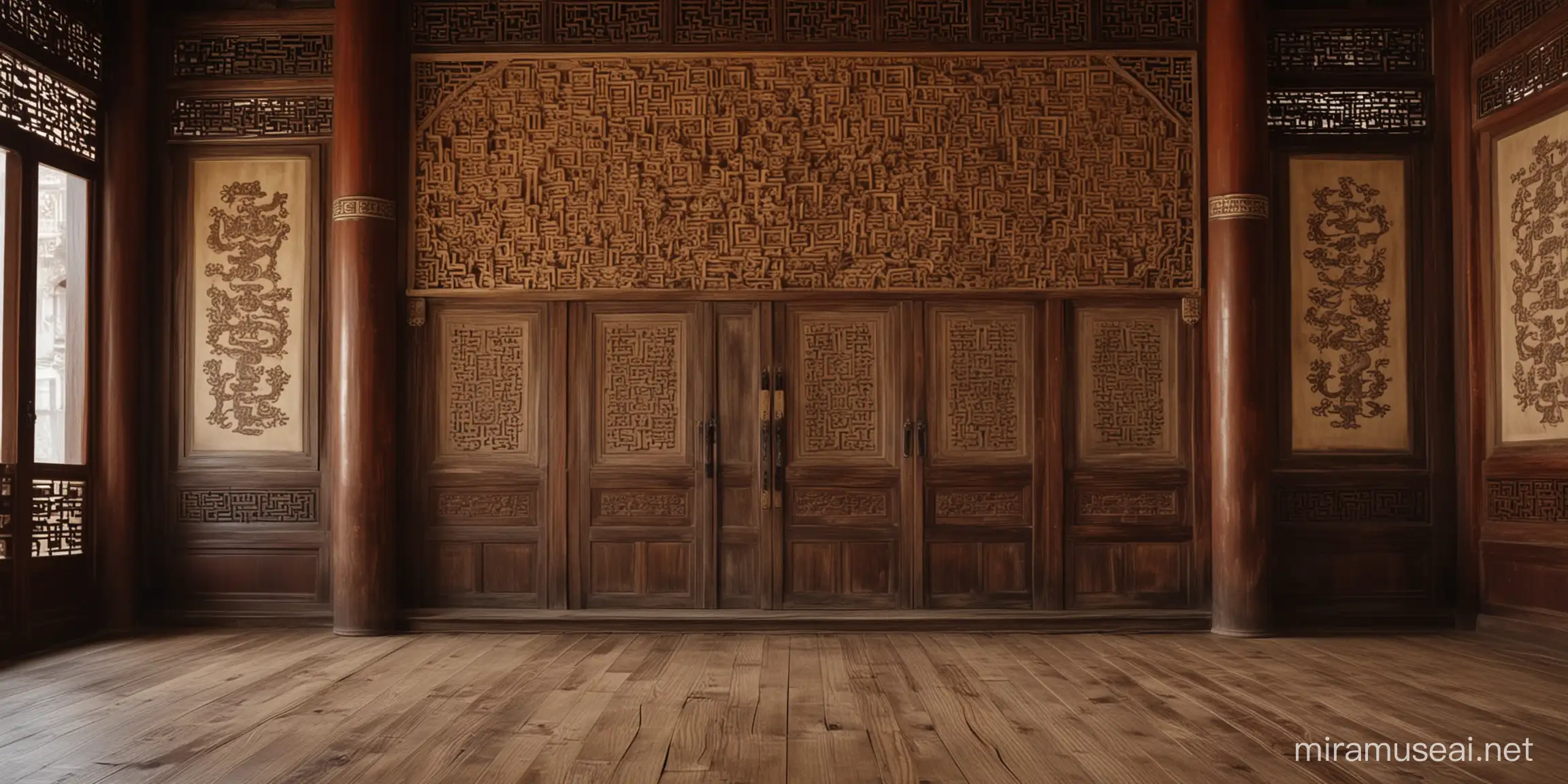 Traditional Chinese Ancestral Hall Interior with Ancient Decorations ...