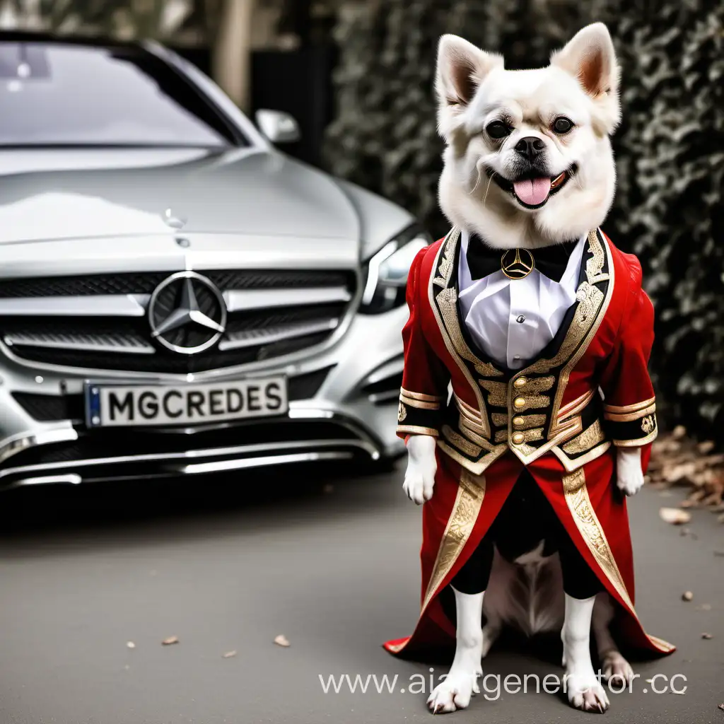 Dignified-Dog-Standing-Beside-a-Mercedes-in-Elegant-Attire