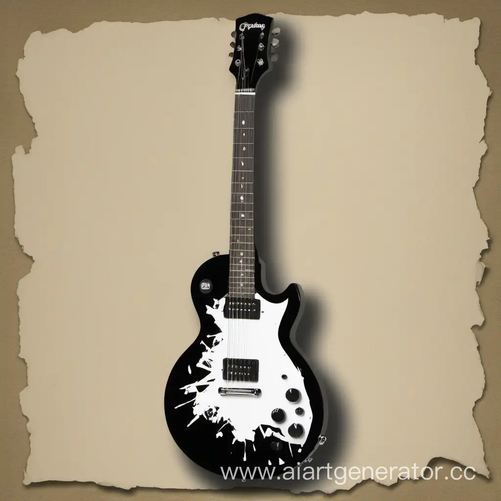 Black-and-White-Torn-Paper-Style-Epiphone-Special-II-Electric-Guitar