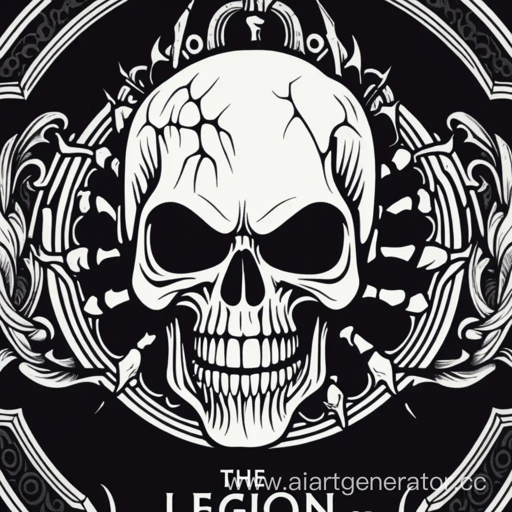 The LEGION logo is a black horror skull