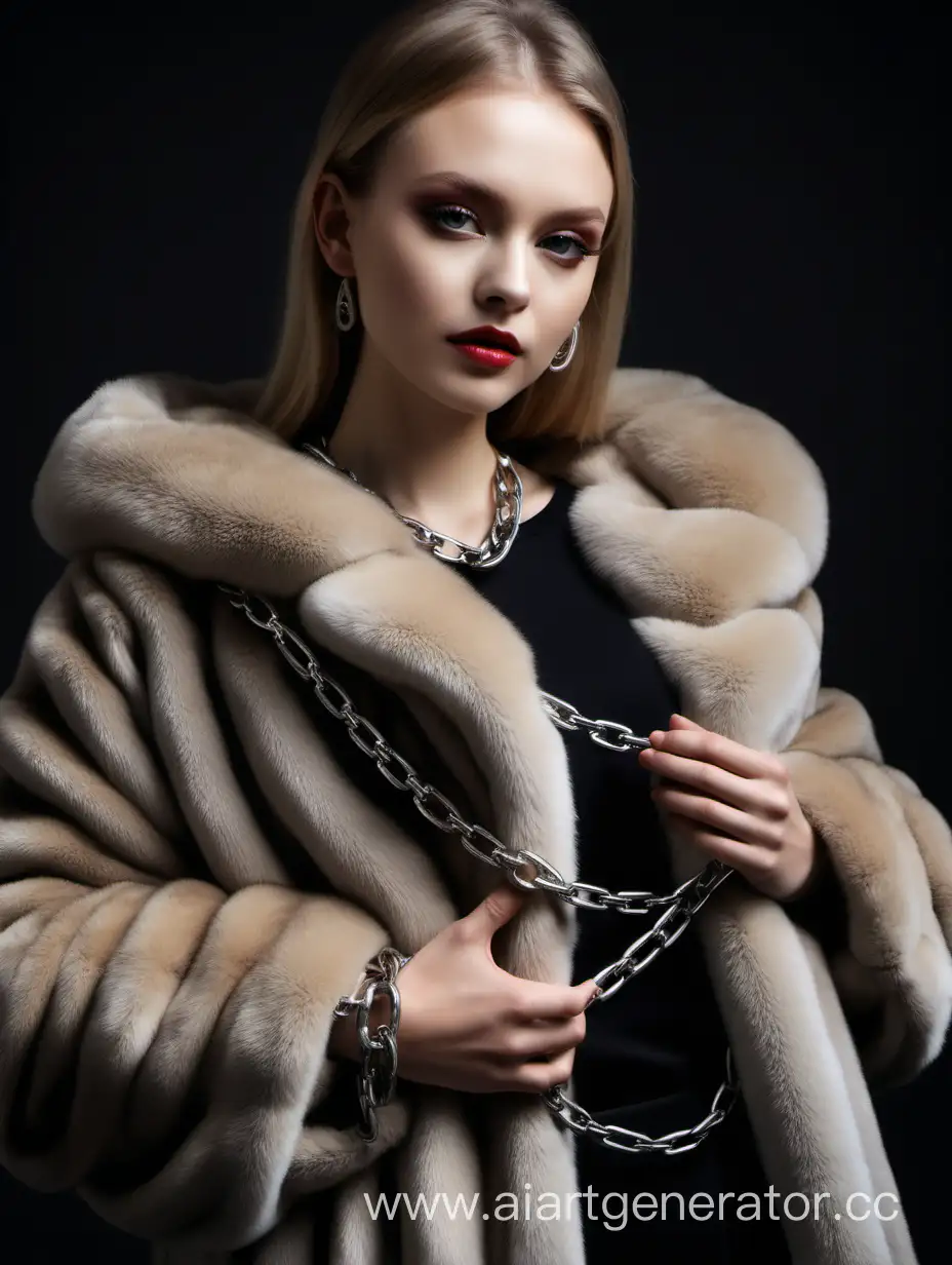 Elegant-Girl-in-Luxurious-Fur-Coat-with-Intriguing-Chain-Detail