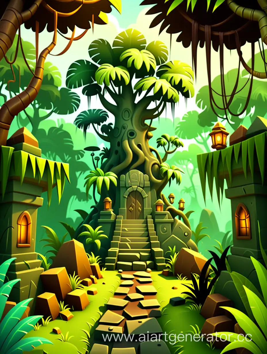 Casual-Game-Background-Mysticism-in-the-Jungle