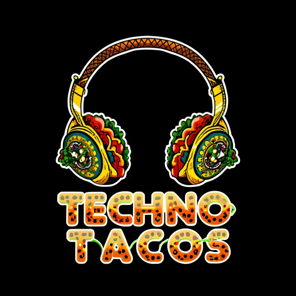 logo, dj headphone 
mexican pattern

chili
, with the text "Techno Tacos", typography, be used in Entertainment industry