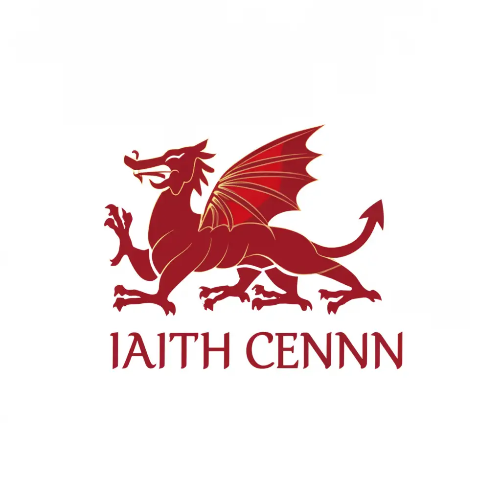 a logo design,with the text "Iaith Cennin", main symbol:The welsh dragon,Moderate,be used in Religious industry,clear background