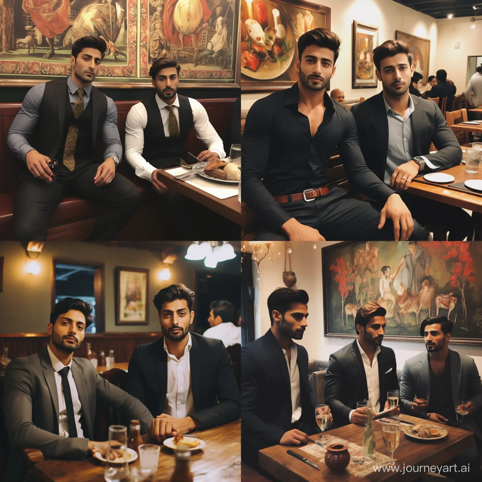 Stylish-Pakistani-Men-Enjoying-a-Leisurely-Moment-in-Chic-Restaurant
