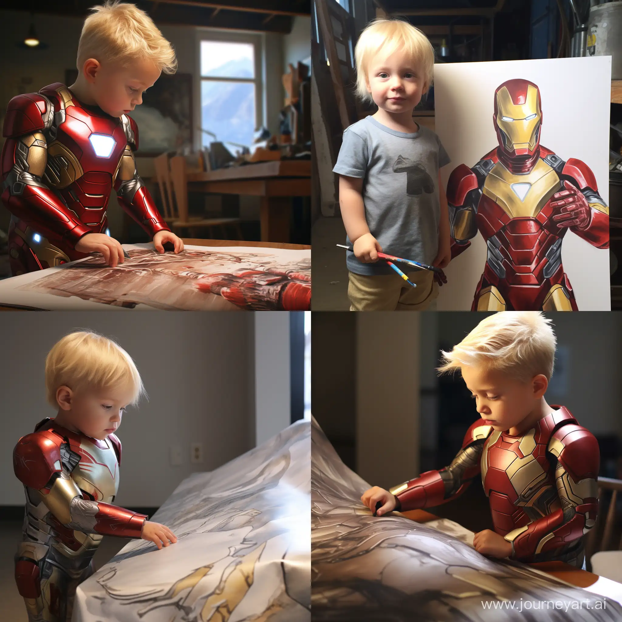 Adorable-Blonde-Toddler-Portraying-Iron-Man-in-Epic-Battle