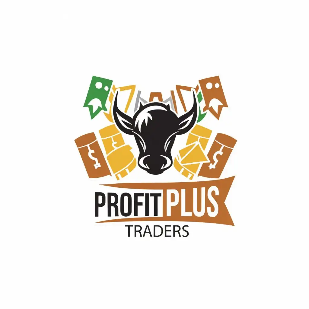 logo, Bull and trading candlesticks pattern, with the text "PROFIT PLUS TRADERS", typography, be used in Finance industry