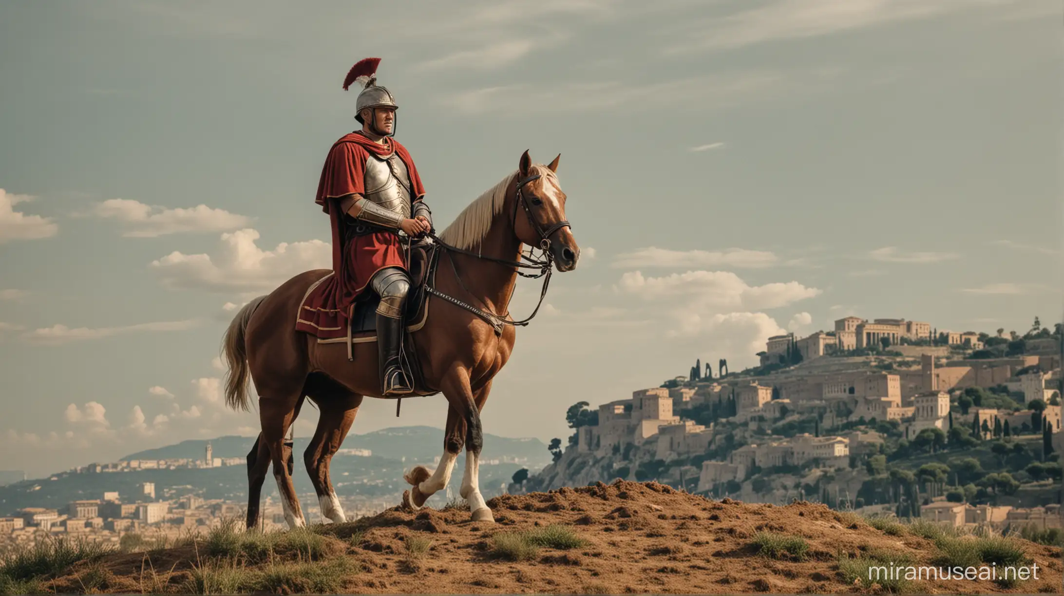 Roman Prefect of the Equestrian Order Standing on Ancient Rome Hill