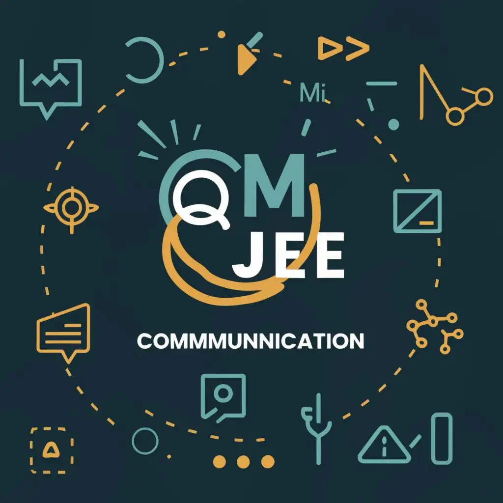 logo, Graphic, with the text "Om jee communication", typography, be used in Technology industry