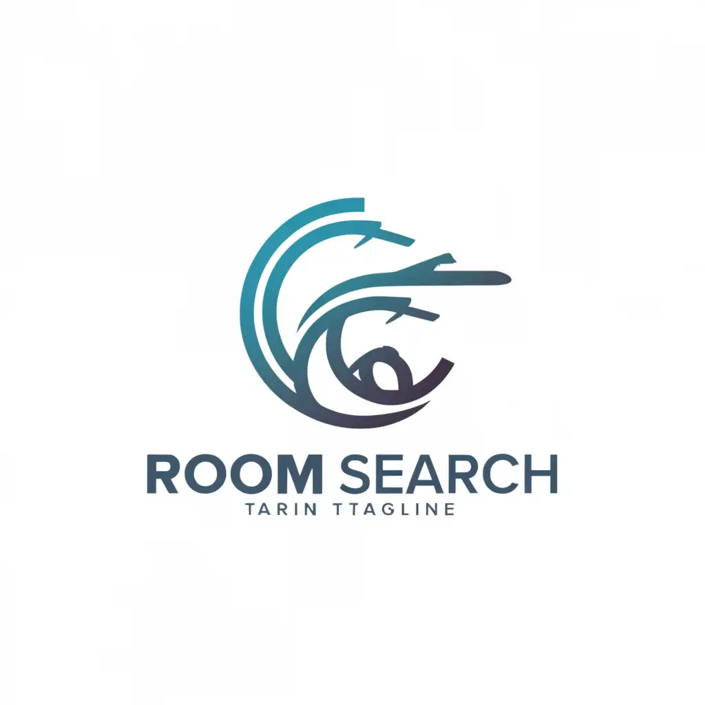 a logo design,with the text "Room search", main symbol:Airplane and water,複雑,be used in 不動産 industry,clear background