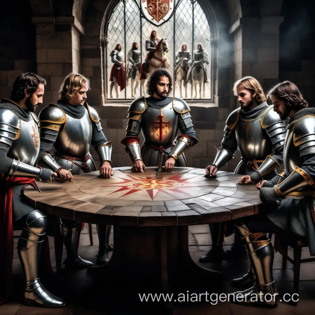 Medieval-Knights-of-the-Round-Table-Gathering-in-Camelot-Castle