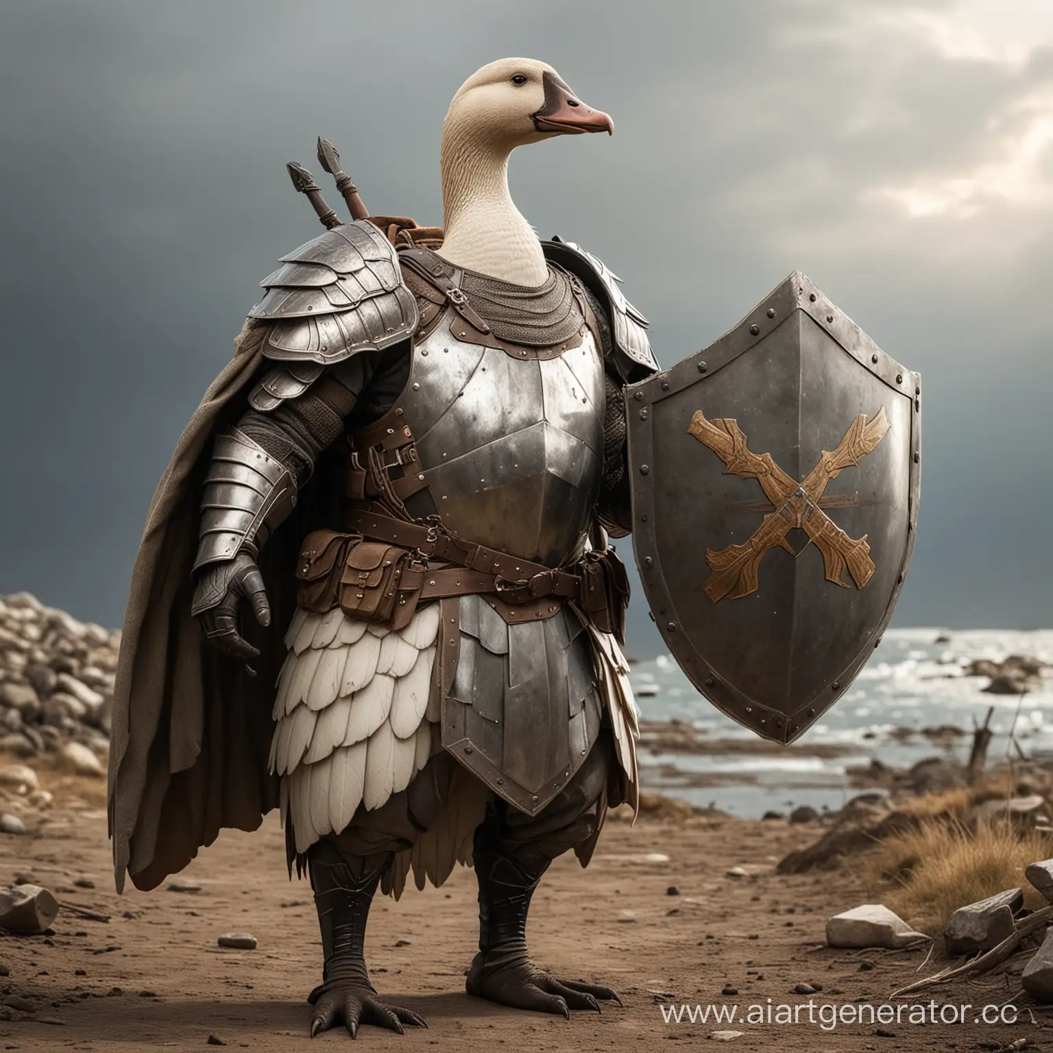 Medieval-Goose-Warrior-in-Heavy-Armor-with-Shield
