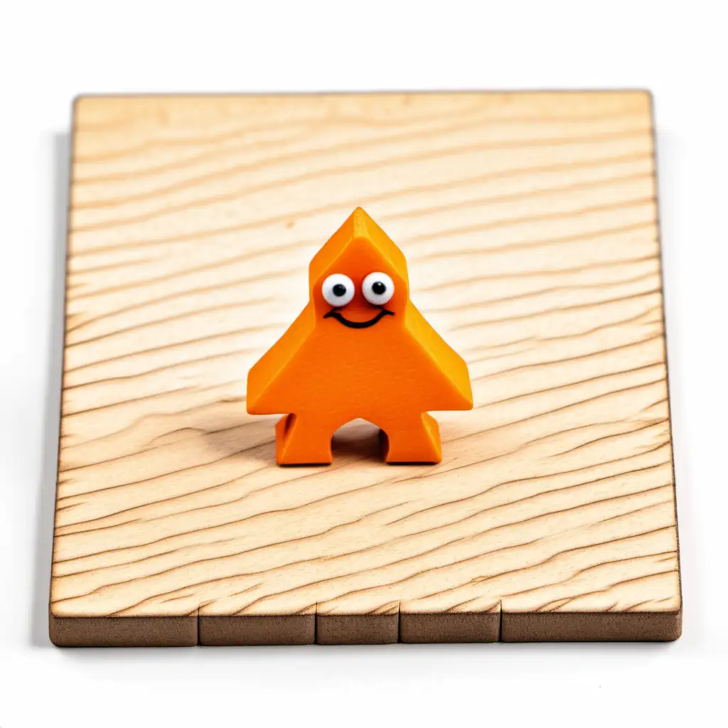 orange meeple with eyes from board original carcassone game white background frontal view