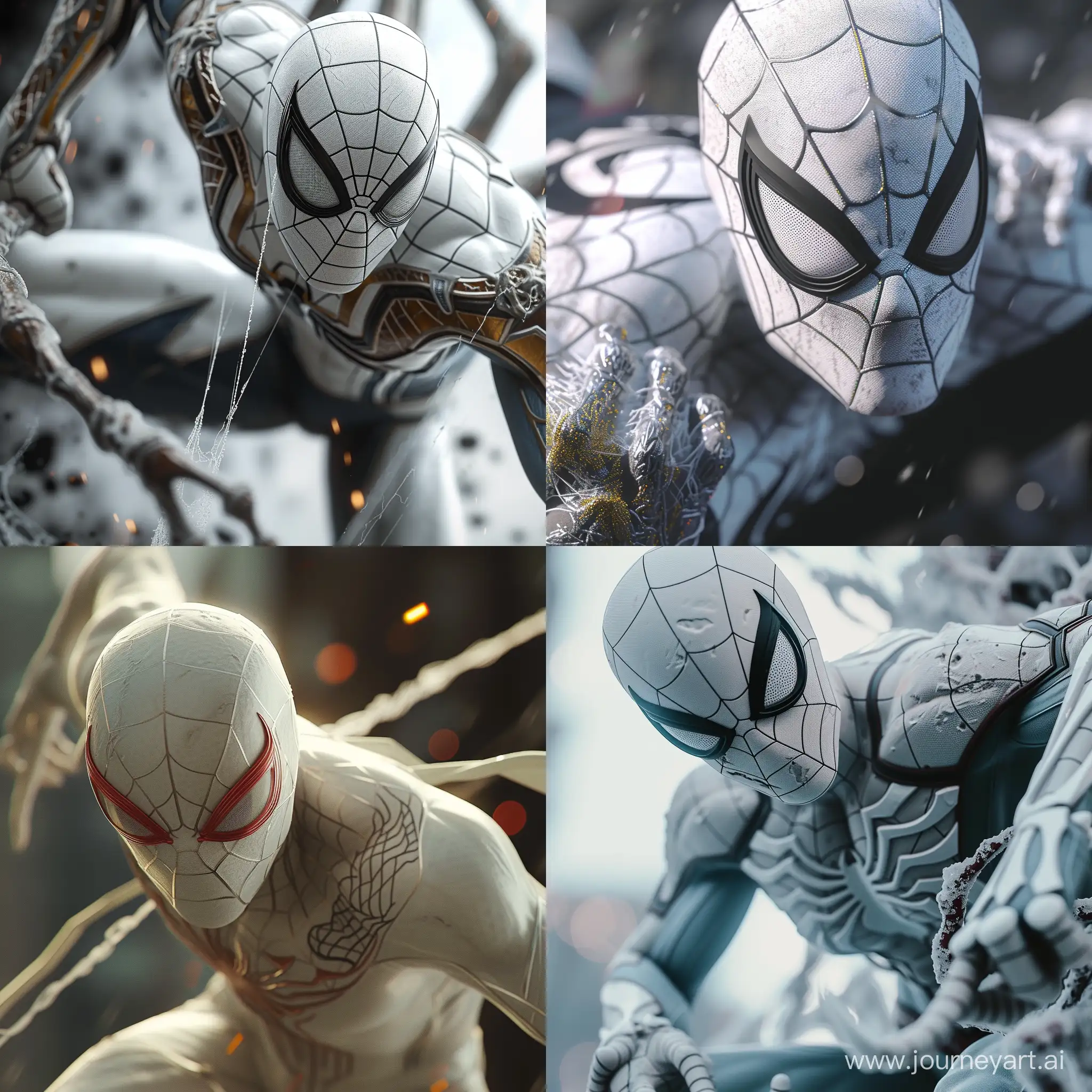 Spider Man in White on Antractis close up 8K 