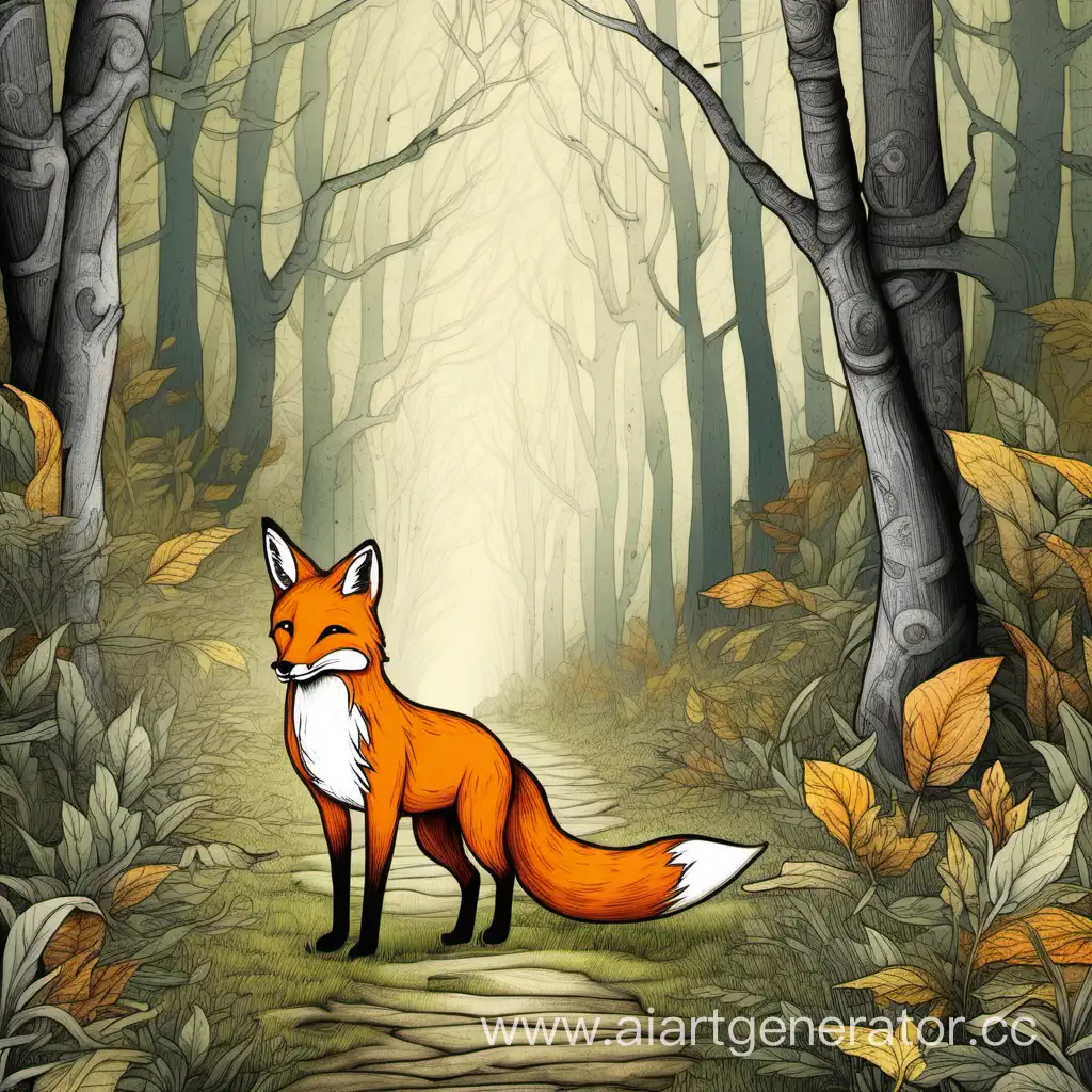 Прогулка лисы в лесу