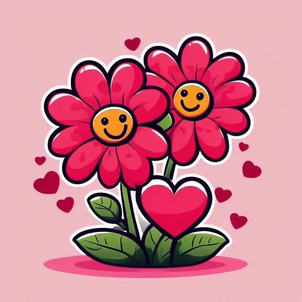 Valentine day flower happy  cartoon