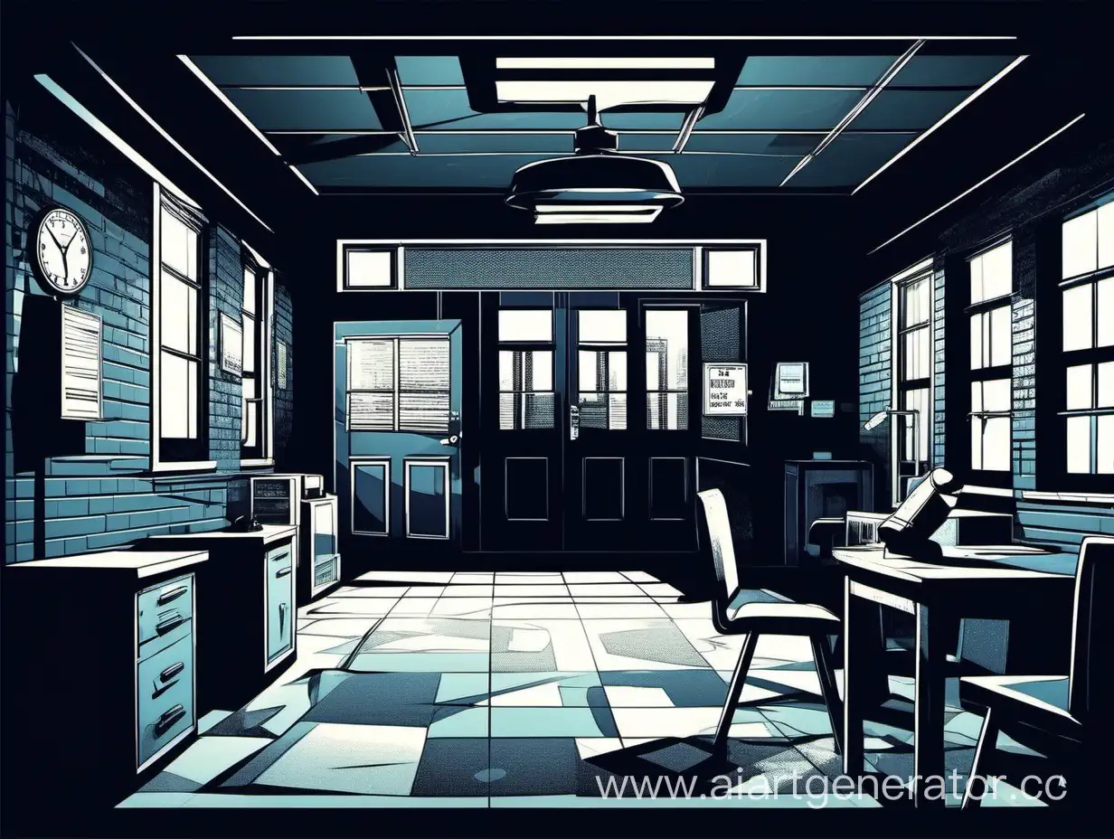 Noir-Comic-Style-Interior-of-a-Police-Station