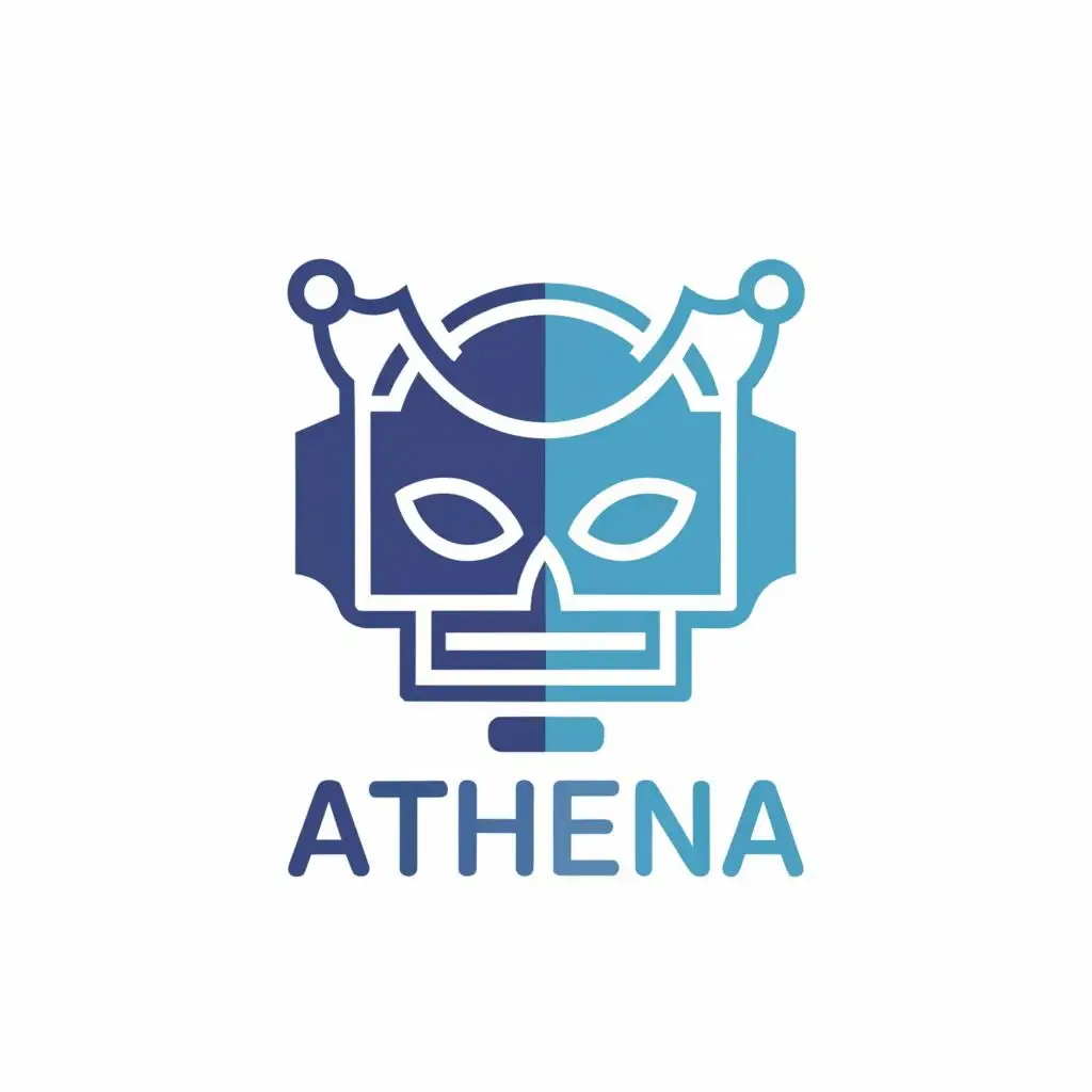 logo, a bot, with the text "Athena", typography, be used in Internet industry