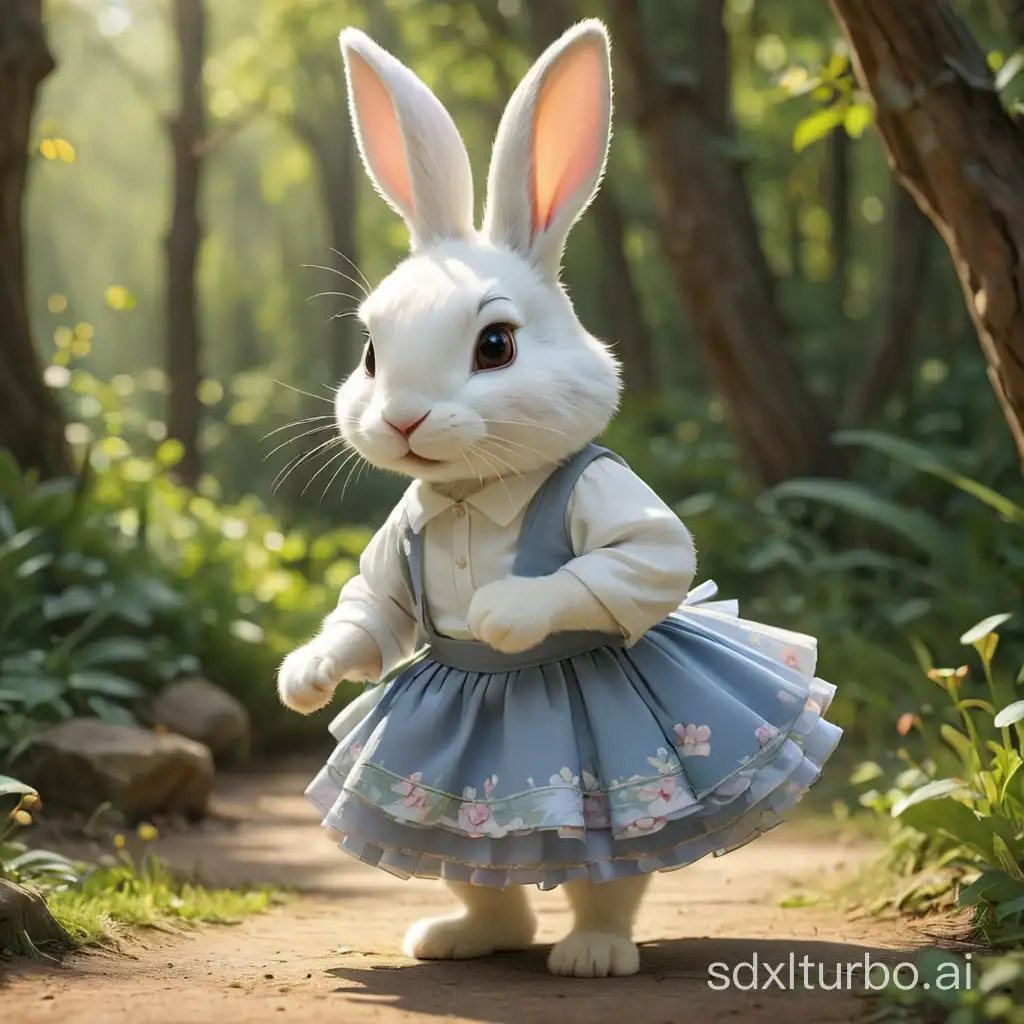 The little white rabbit wearing a skirt
