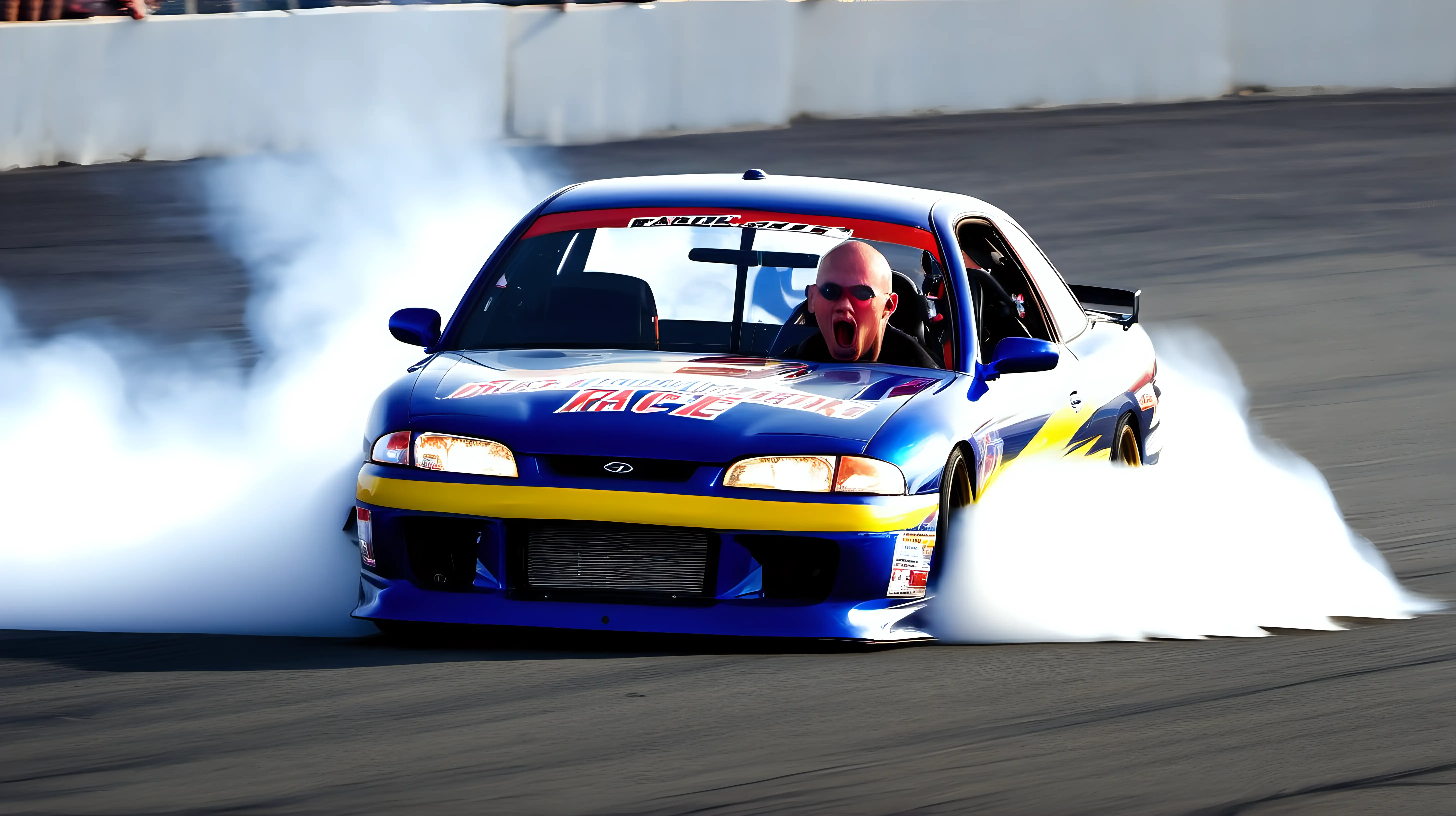 face on a  drifting racedriver










