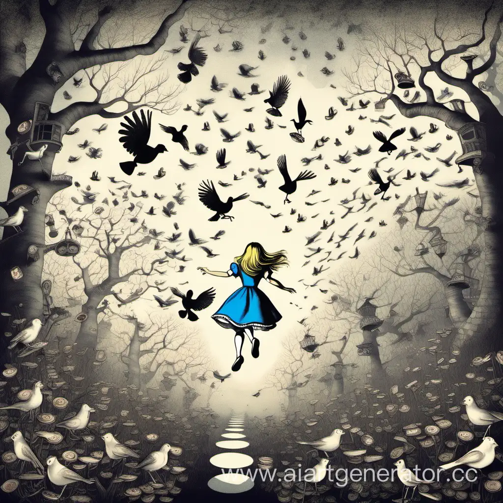 Alice-in-Wonderland-Amidst-Soaring-Birds