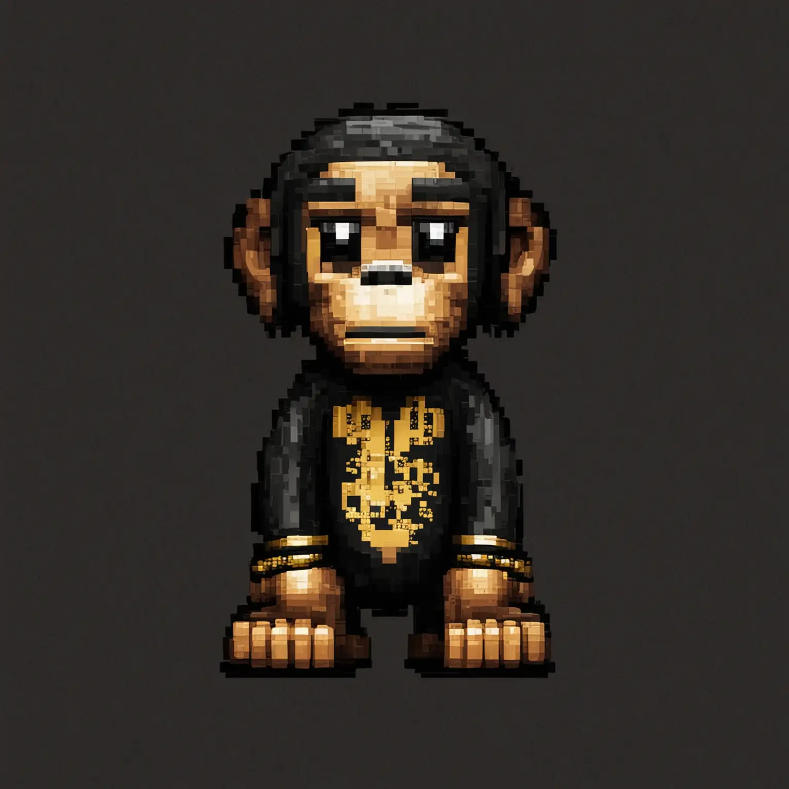 Pixel Monkey with Snoop Dogg Vibes on Black Background
