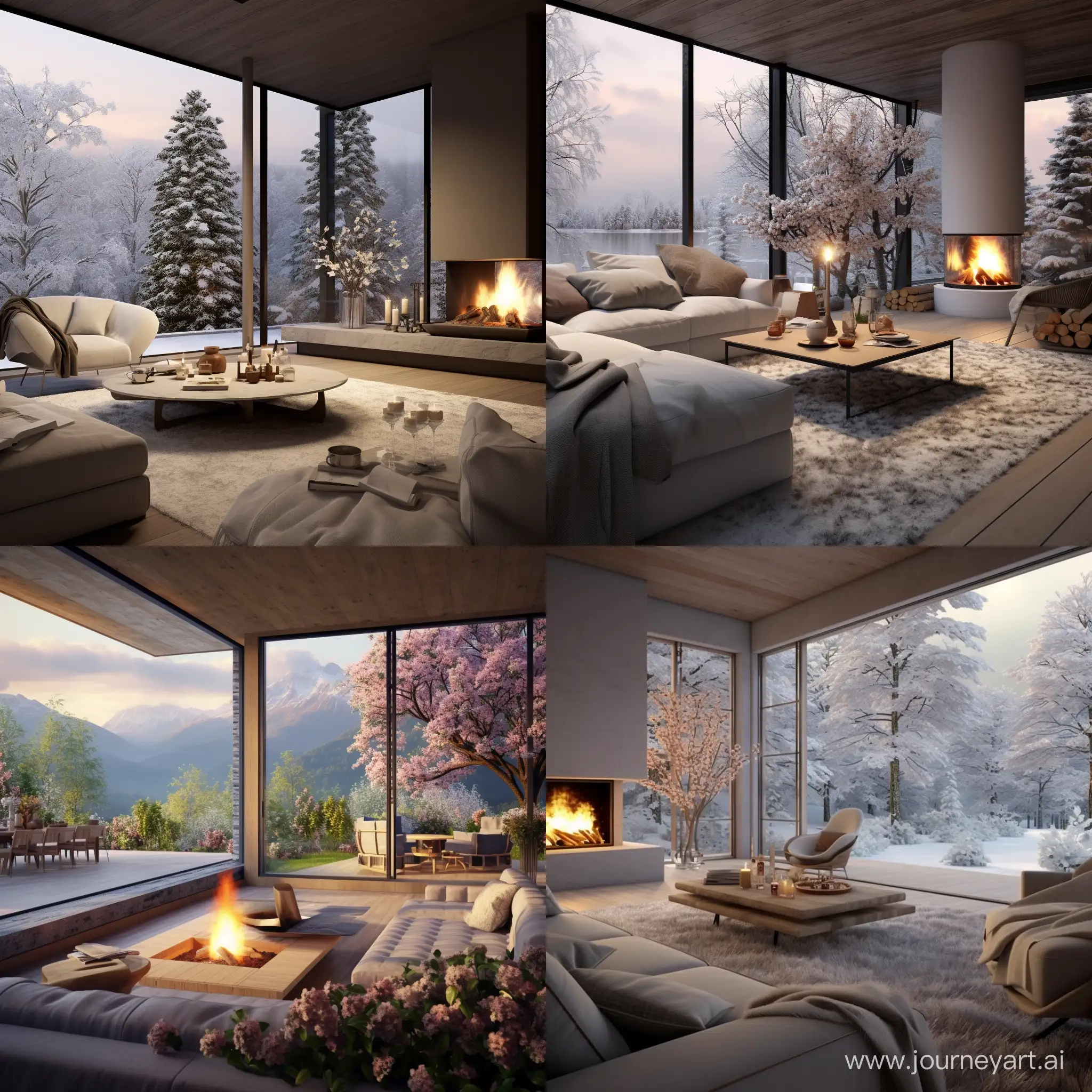 Cozy-Winter-Living-Room-with-Fireplace-and-Garden-View
