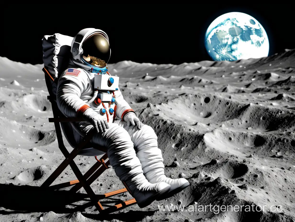 космонавт на луне в кресле 