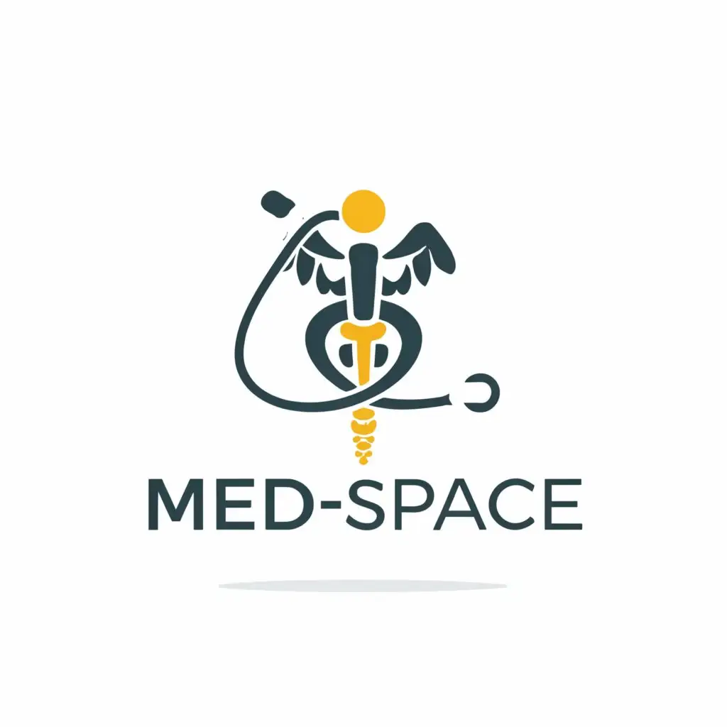 a logo design,with the text "Med•Space", main symbol:Stethoscope,complex,be used in Education industry,clear background