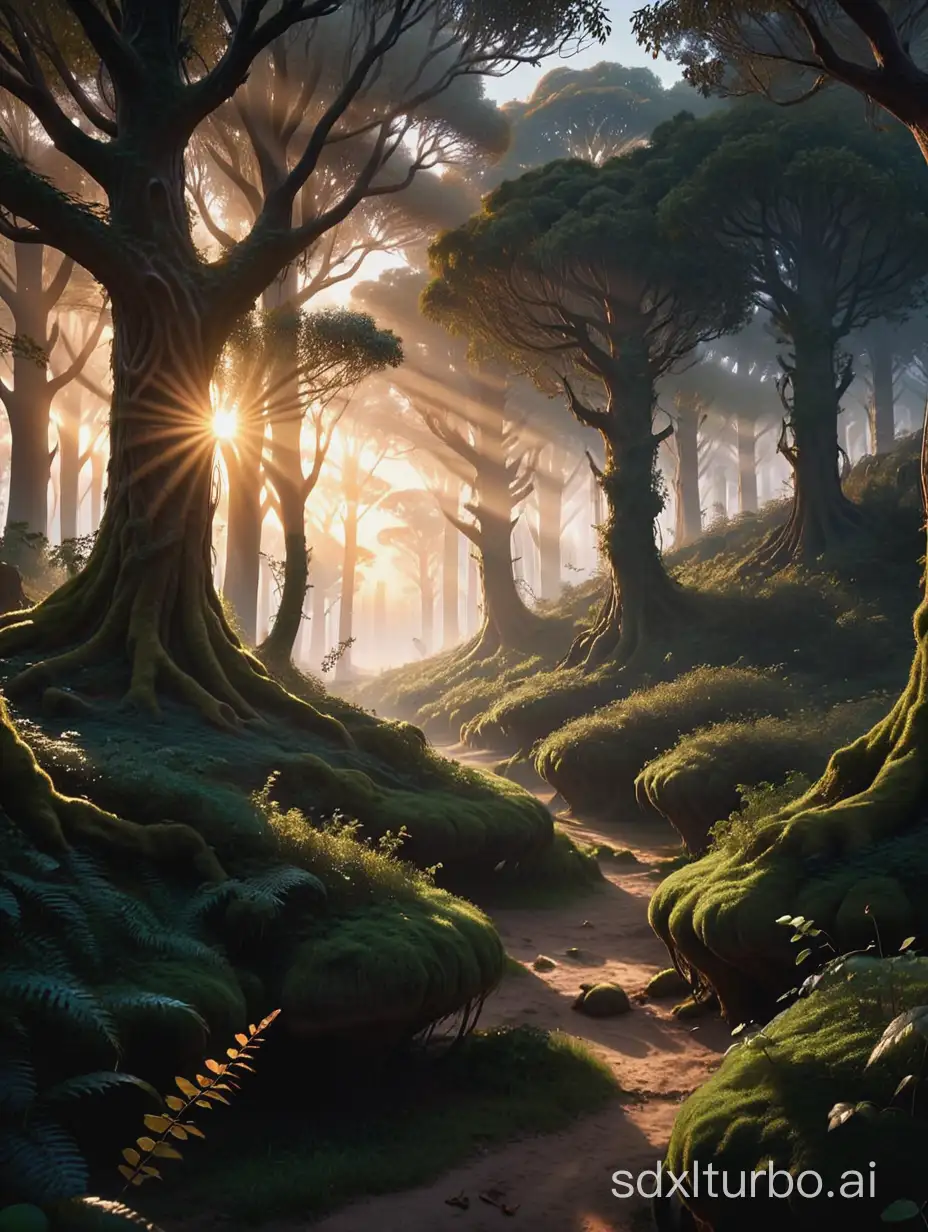 Majestic-Sunrise-Illuminating-Fangorn-Forest