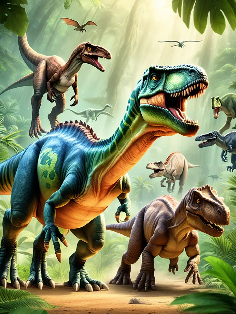 Diverse Dinosaurs Roaming Prehistoric Paradise