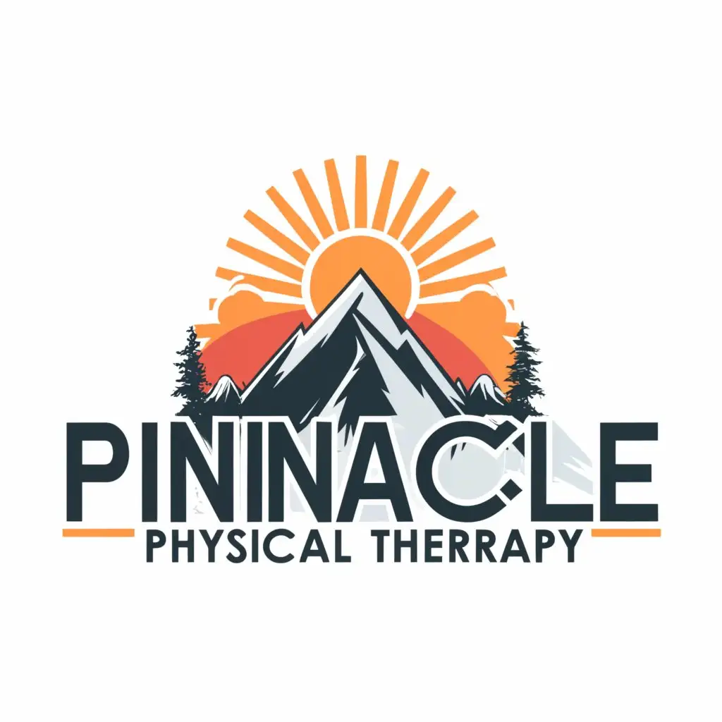 a logo design,with the text "Pinnacle Physical Therapy", main symbol:Mountain top, Sun shining behind Mountain,Moderate,be used in Sports Fitness industry,clear background