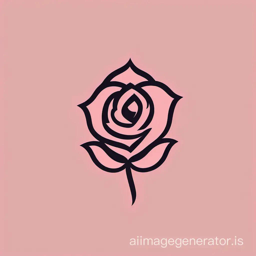 logo, flat, beautiful rosebud with top view, minimalism