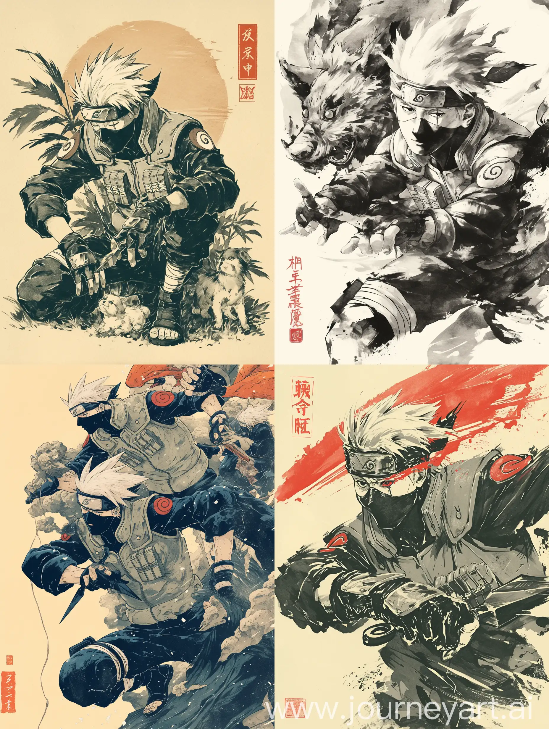 Hatake-Kakashi-and-Naruto-Sumie-Ink-Poster-of-Heroic-Masculinity