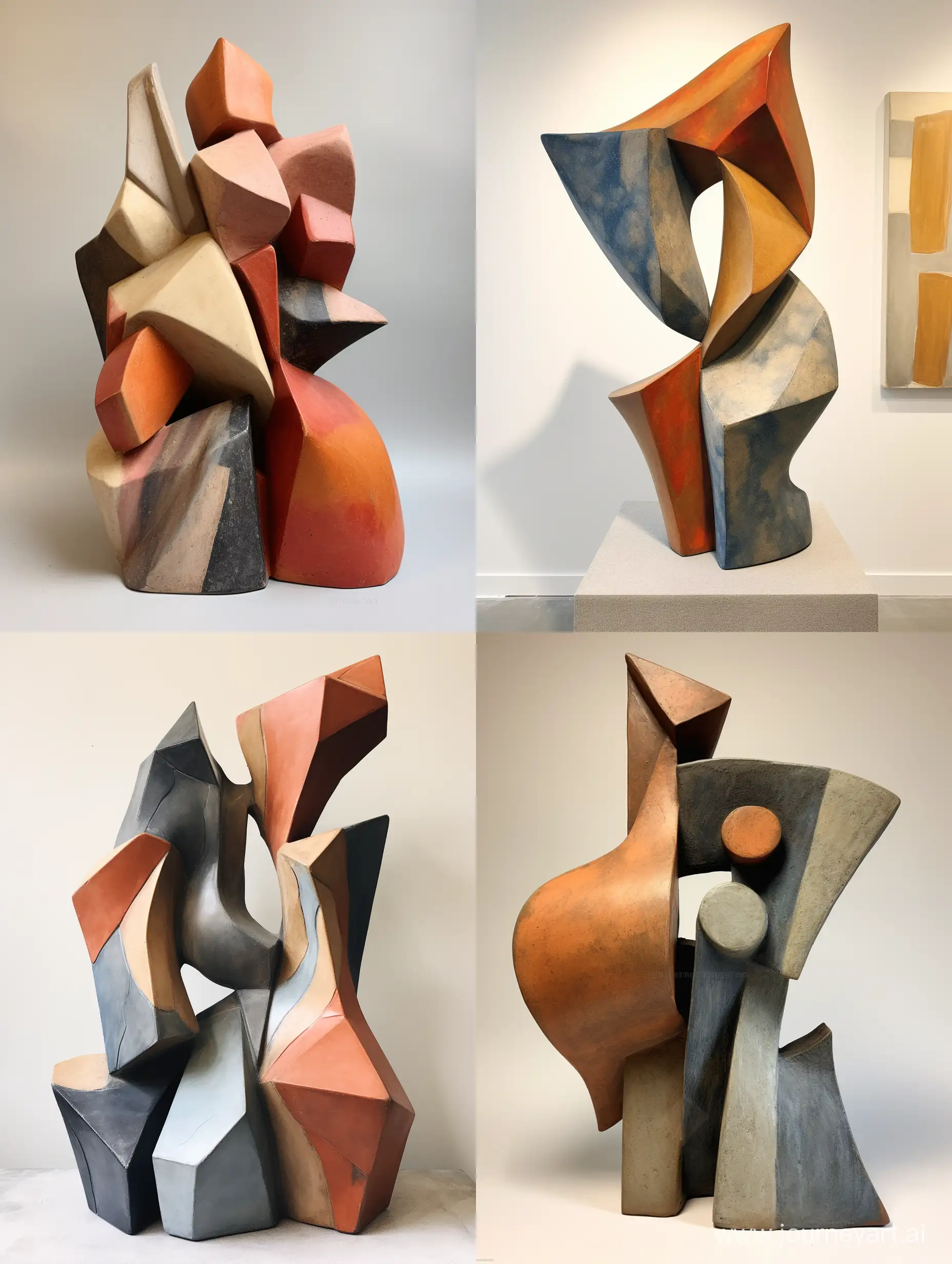 Geometric-60sstyle-Ceramic-Sculpture-with-Primitivist-Influences