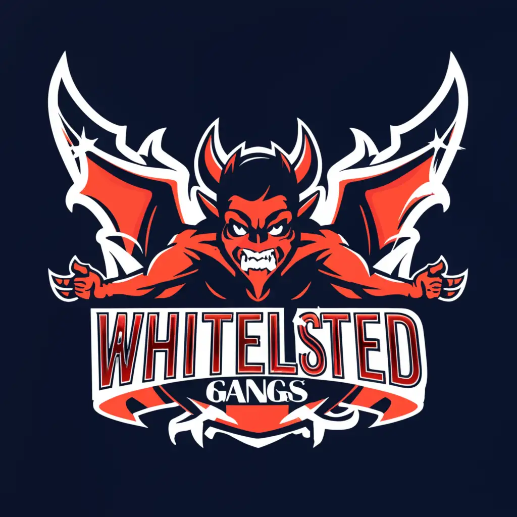a logo design,with the text "Whitelisted gangs", main symbol:Devil RP,Moderate,clear background