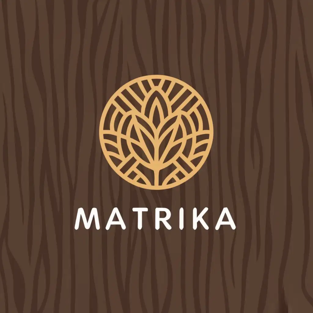 a logo design,with the text "MATRIKA", main symbol:wood, grains, flour, pulses,Minimalistic,clear background