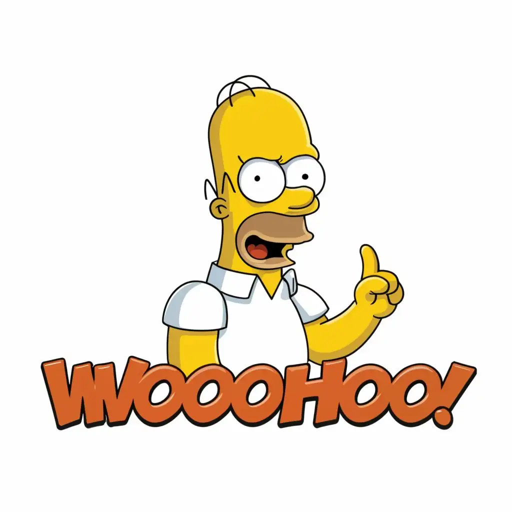logo, Homer Simpson, with the text "Woohoo", typography
