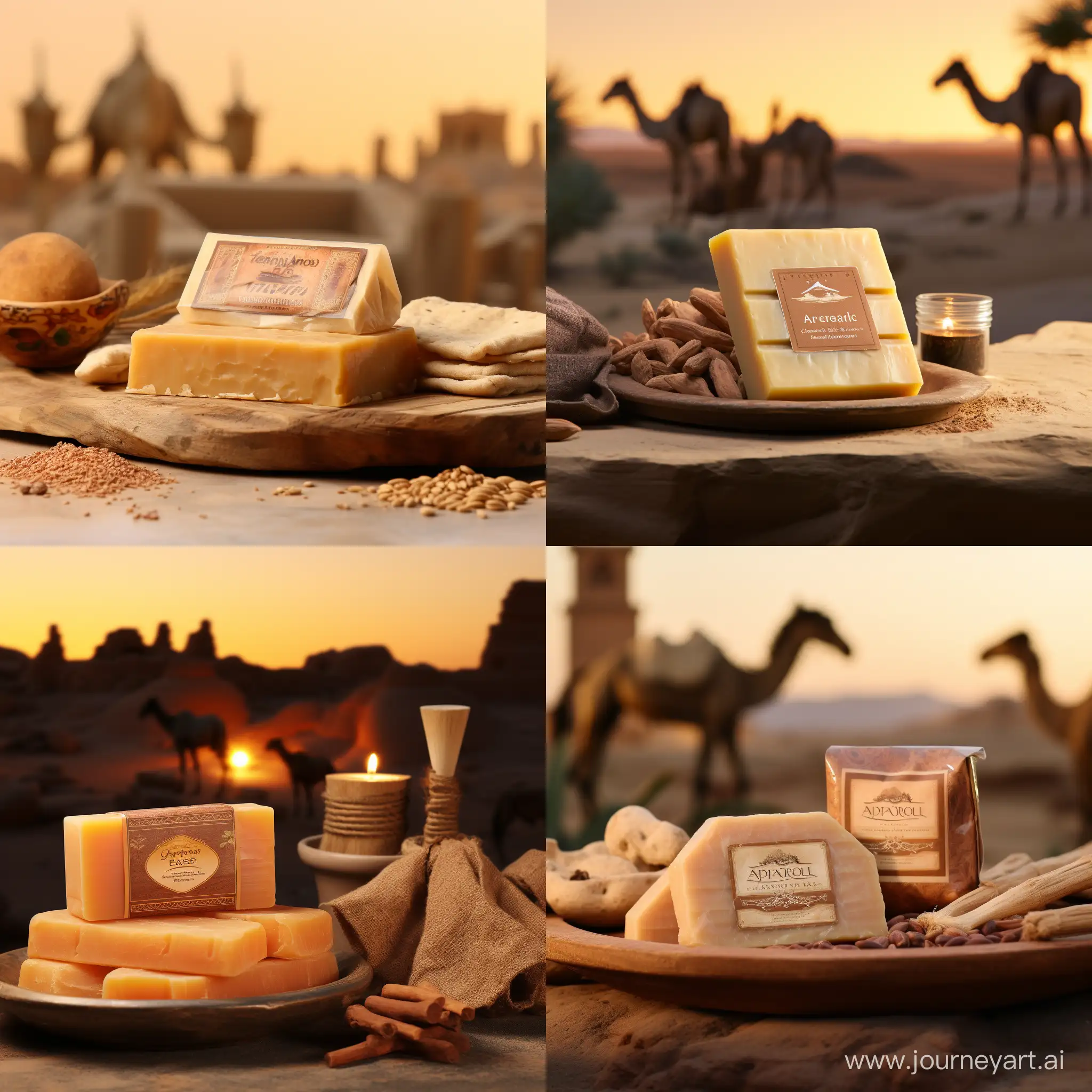 Aleppo Soap from Syria, product  marketing objective, desert background