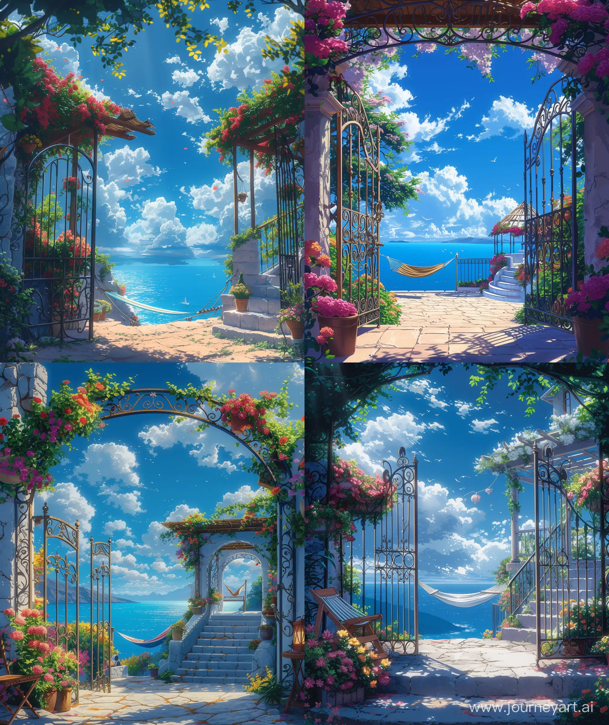 Ghibli-Style-Anime-Scene-Hammock-Relaxation-with-Ocean-View-at-Oia-Island-Santorini
