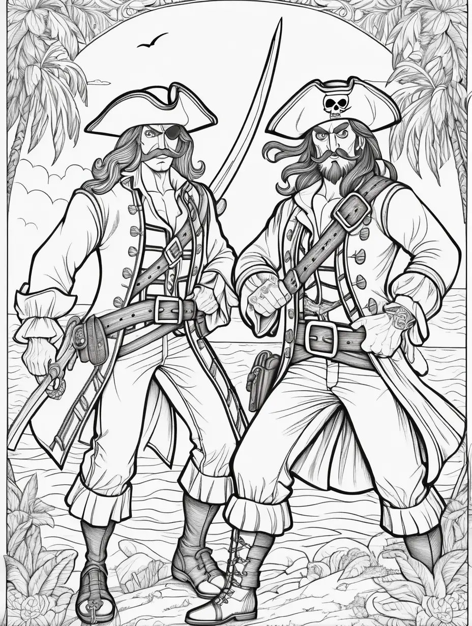 Dynamic Pirate Duel Adult Coloring Book