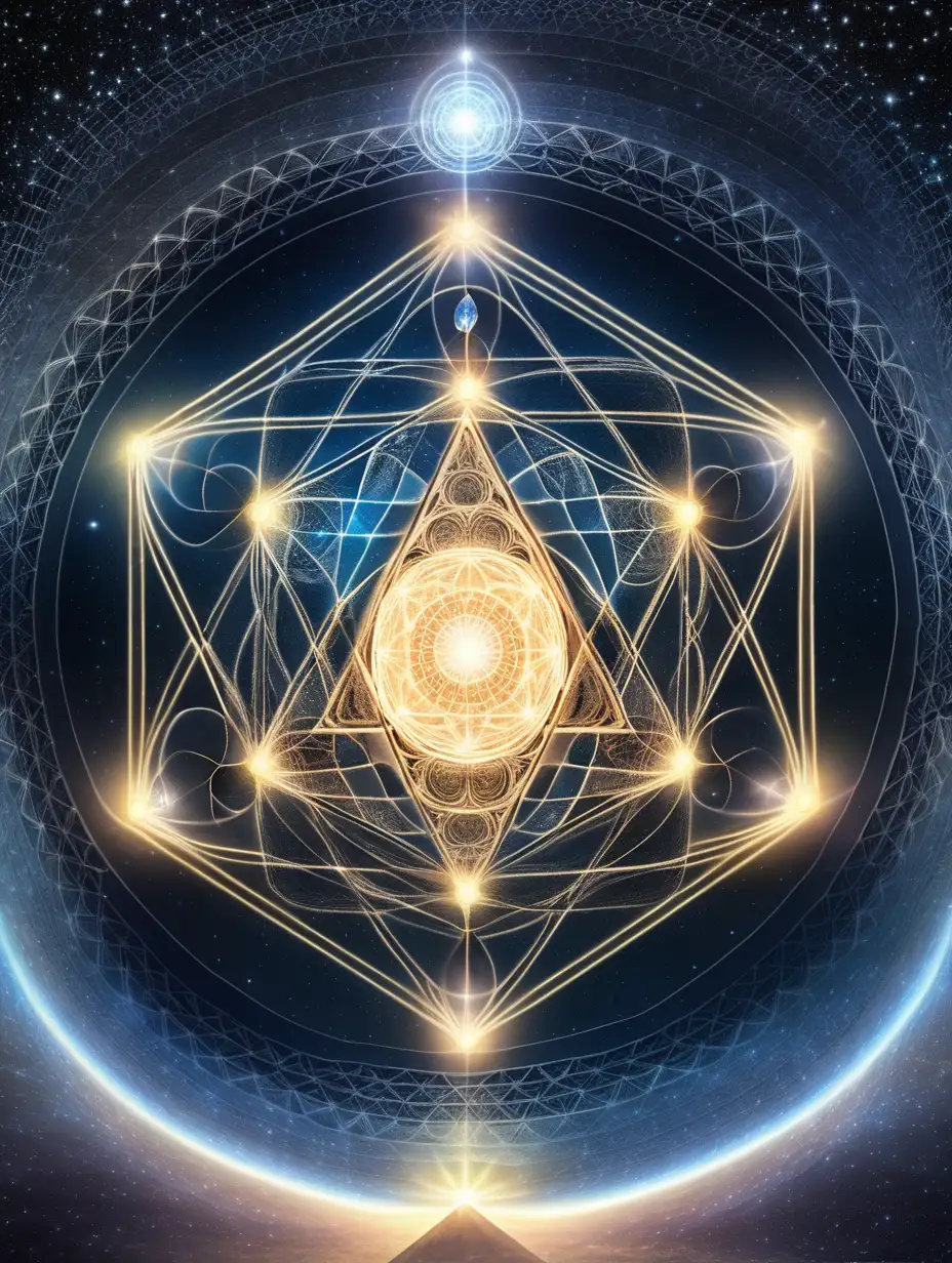 Enlightenment. just pure light with sacred geometry in the universe
