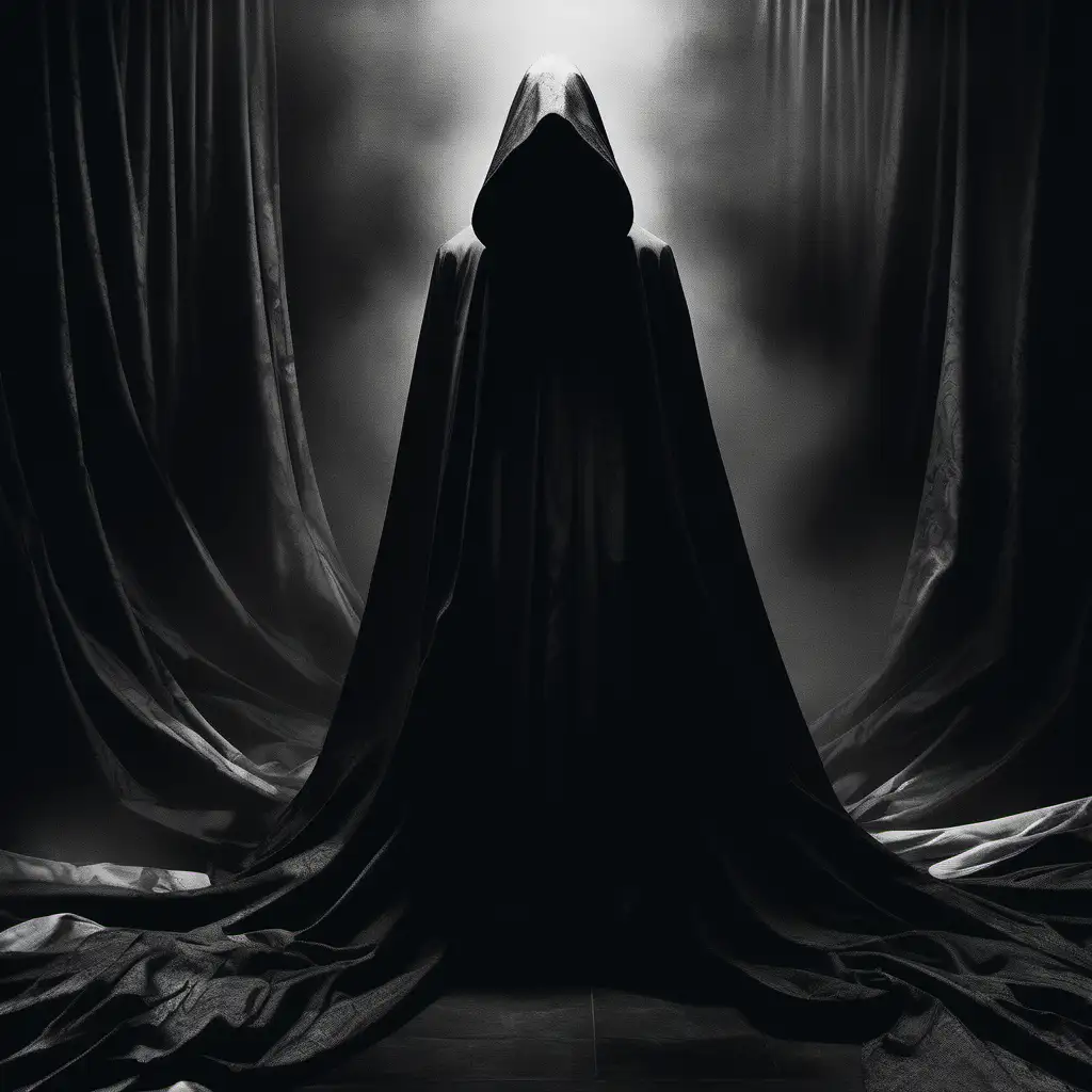  a figure cloaked in lethargy and apathy, their presence exuding an aura of languid indifference. Clad in flowing robes of black and white,appearance is draped in shadows, their form obscured by layers of fabric that seem to billow and sway with each sluggish movement Their attire reflects the noir-inspired aesthetic of the game, with muted tones and subtle patterns that blend seamlessly with the darkness of their surroundings.features are obscured by a heavy hood, their gaze hidden beneath a veil of darkness. Their movements are slow and deliberate, betraying a sense of lethargy and inertia as they navigate the treacherous depths of Hell.																						